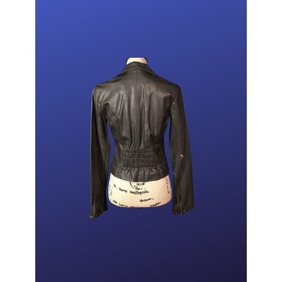 SAY WHAT? Faux Leather Cropped Moto Biker Jacket, BROWN, Women’s L, VGUC - Picture 2 of 12